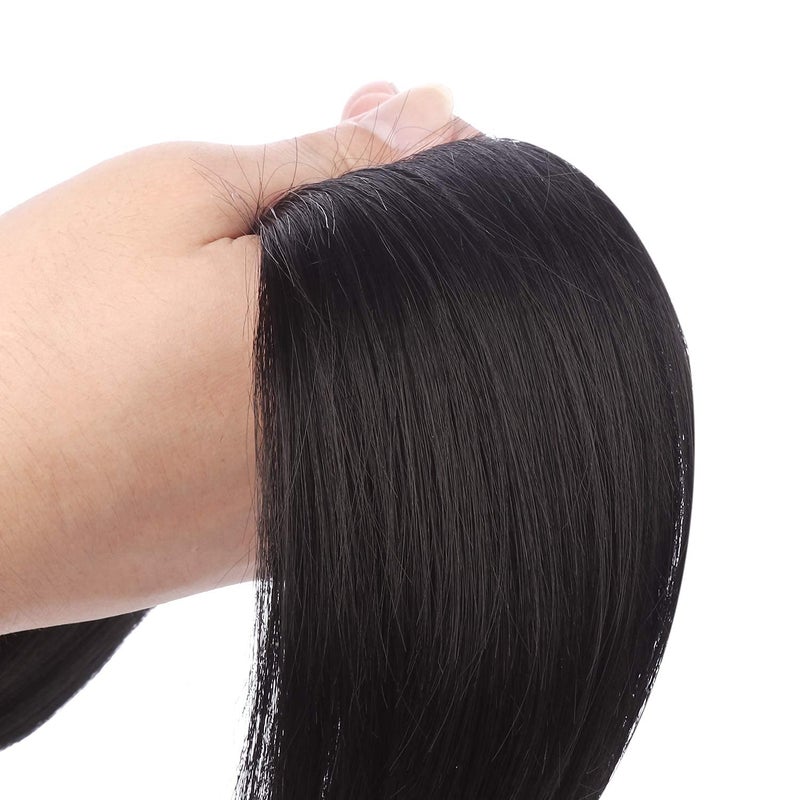 SEIKEA Clip in Ponytail Extension Wrap Around Straight Hair for Women (12", Black) - Image 5